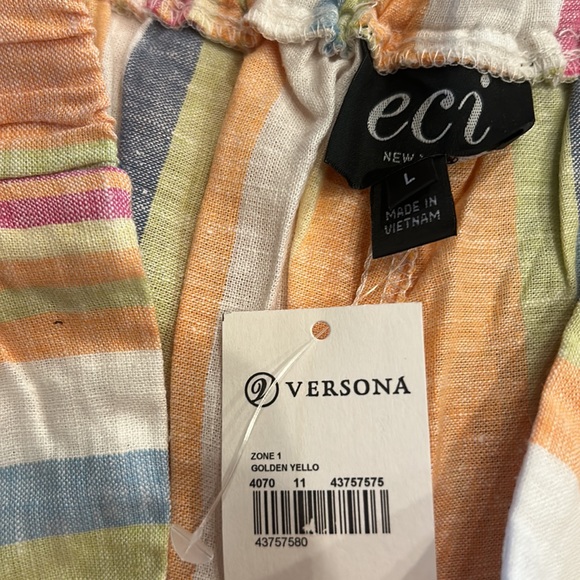 ECI linen blend, striped pants, size L, NWT | offer in description - Picture 4 of 4